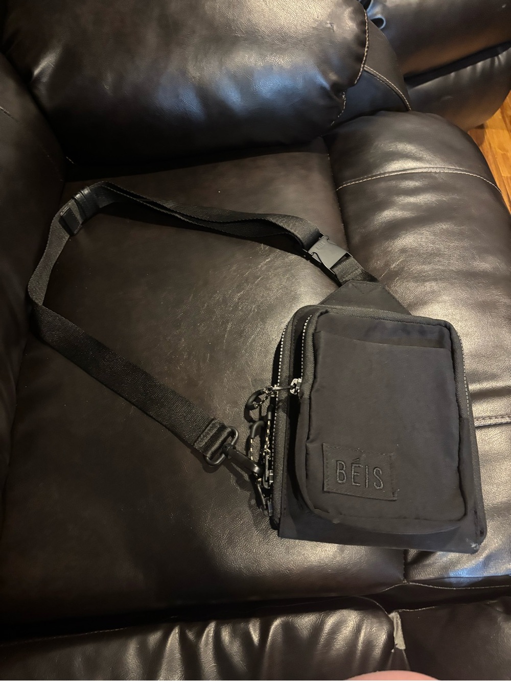 BEIS Black Compact Crossbody Belt Bag